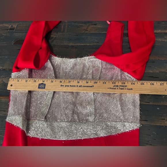 Small / Medium Vintage Red Fitted Mini Dress with Metallic Silver Detail - Picture 2 of 8